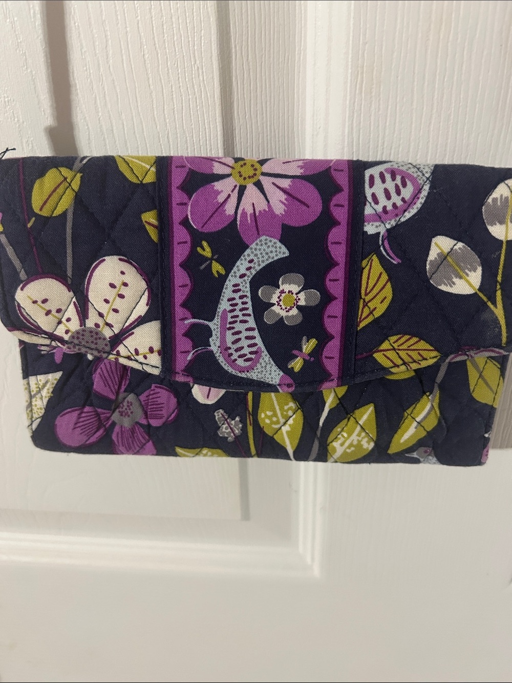 Vera Bradley Floral Quilted Crossbody wallet/Bag - Navy, Purple & Green - Picture 2 of 6